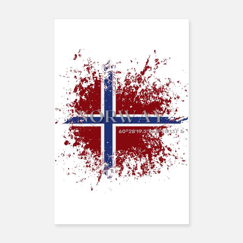 Drapeau de la Norvège grunge Poster 20 x 30 cm