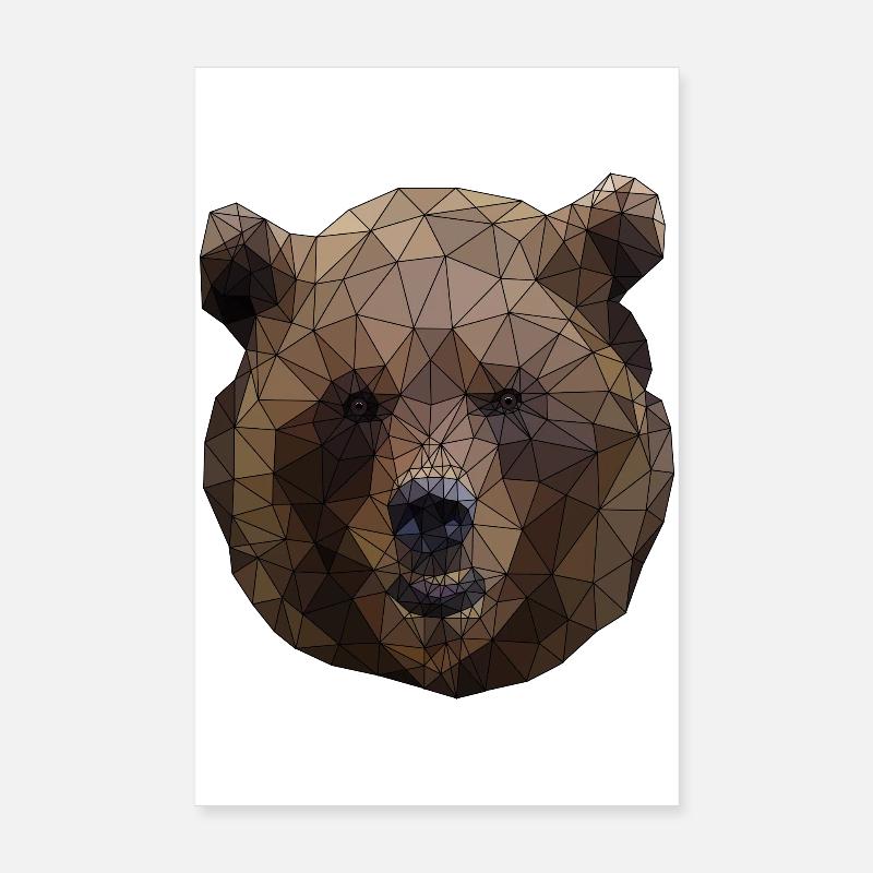 Polygonal Brown Bear Triangulaire Low Poly Art Poster 20 x 30 cm