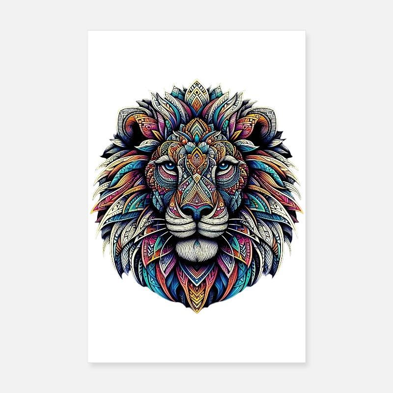 Löwe mit Mandalas verziert Poster 20x30 cm