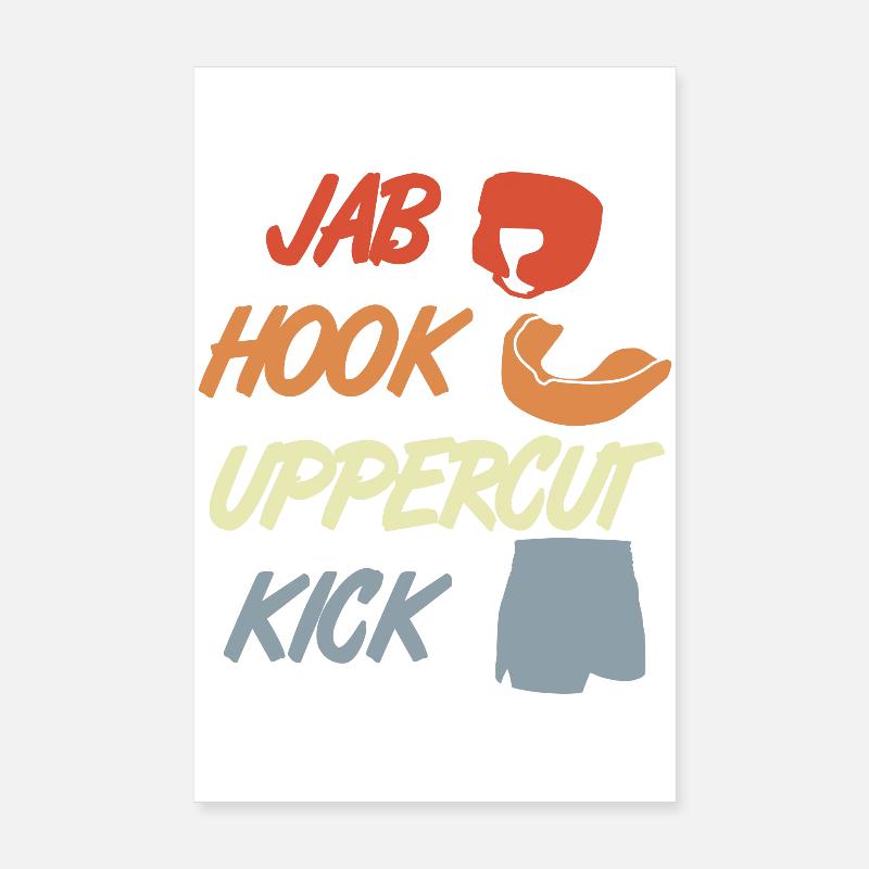 Jab Hook Uppercut Kick Poster 8" x 12" (20x30 cm)
