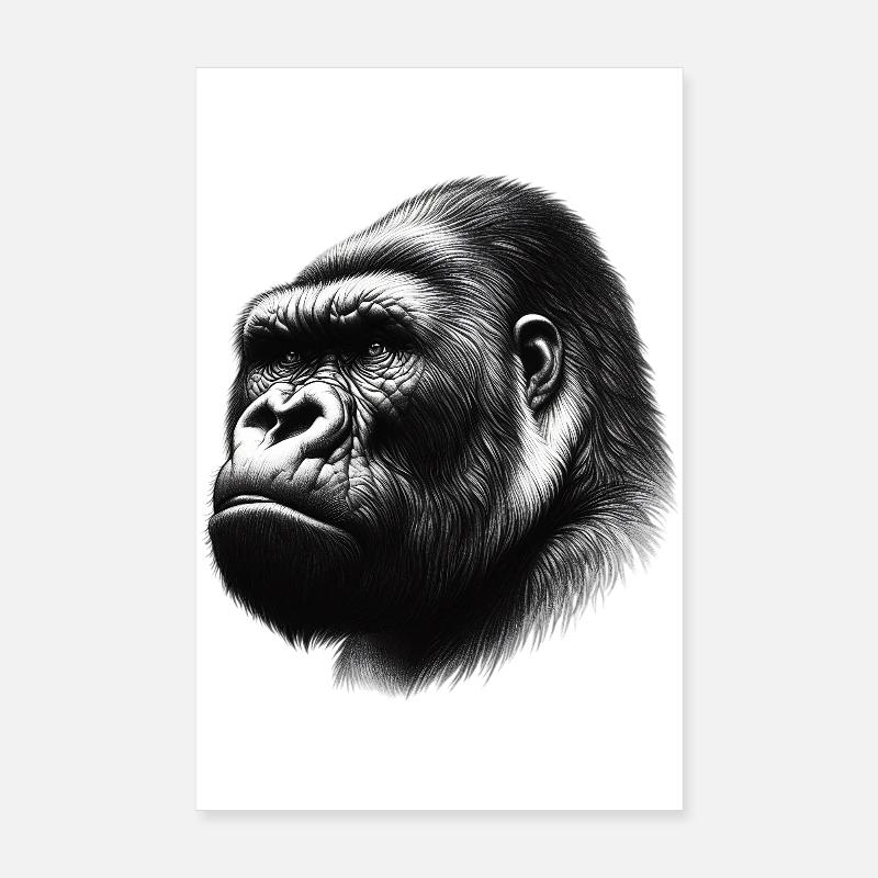 Gorilla - Poster 20x30 cm - Weiß