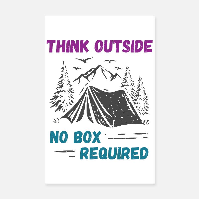 Camping, Hiking, Forest - Think Outside Poster 8" x 12" (20x30 cm)