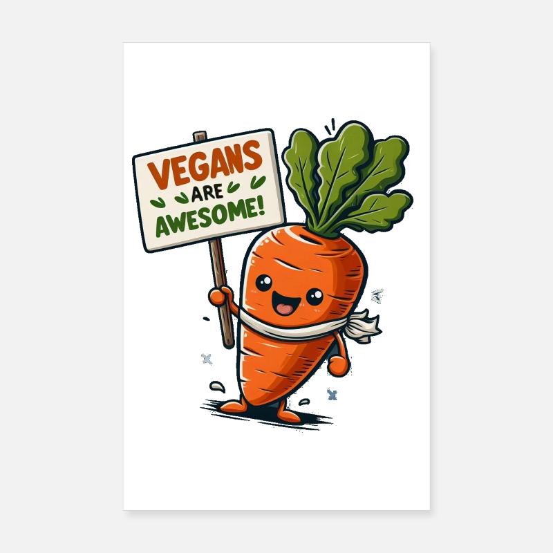 Carotte végétalienne joyeuse Poster 20 x 30 cm