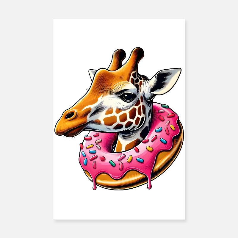 funny eye candy - giraffe with donut Poster 8" x 12" (20x30 cm)