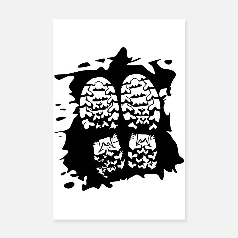 Twin Trails - Empreintes de chaussures [Noir] Poster 20 x 30 cm
