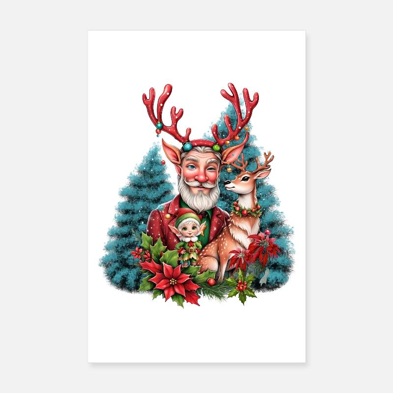 A whimsical Christmas illustration. Poster 8" x 12" (20x30 cm)