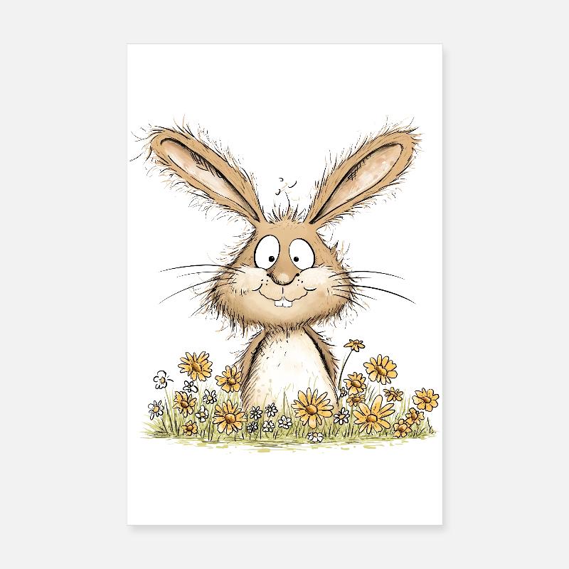 Droll Bunny I Lapin de Pâques Poster 20 x 30 cm