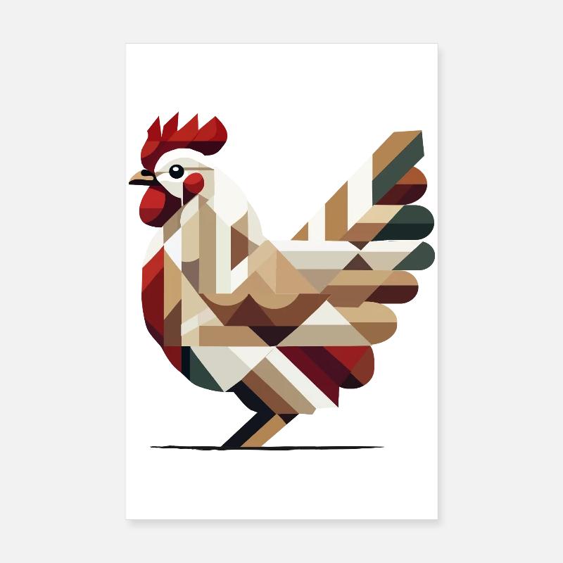 Geometric chicken in modern polygon style Poster 8" x 12" (20x30 cm)