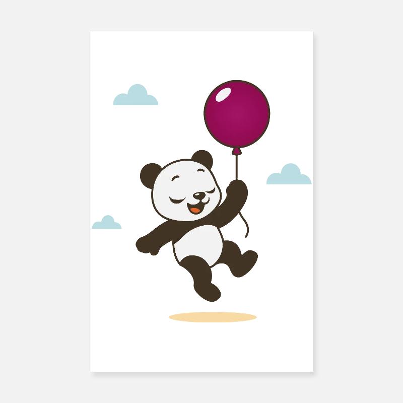 Panda heureux avec ballon Poster 20 x 30 cm