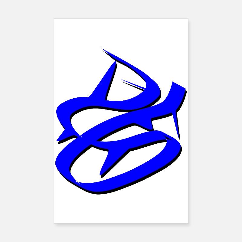 Design de graffiti bleu dynamique Poster 20 x 30 cm