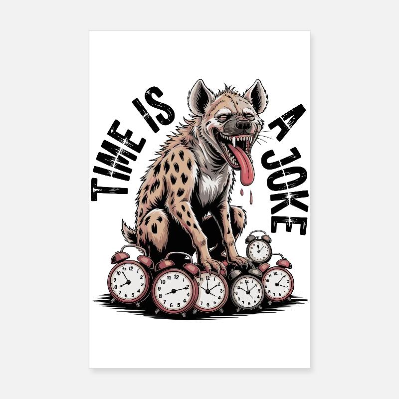 Lachende Hyäne Zeit Witz Poster 20x30 cm