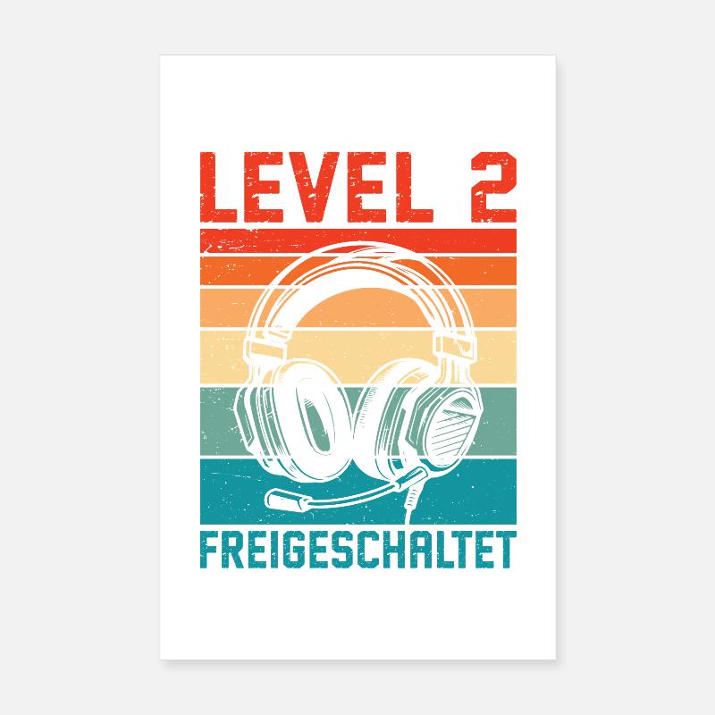 Garçon de 2e anniversaire, niveau 2 débloqué Poster 20 x 30 cm
