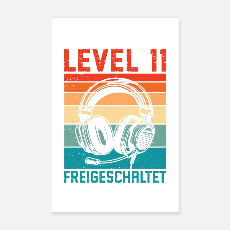 11e anniversaire des garçons, niveau 11 débloqué Poster 20 x 30 cm