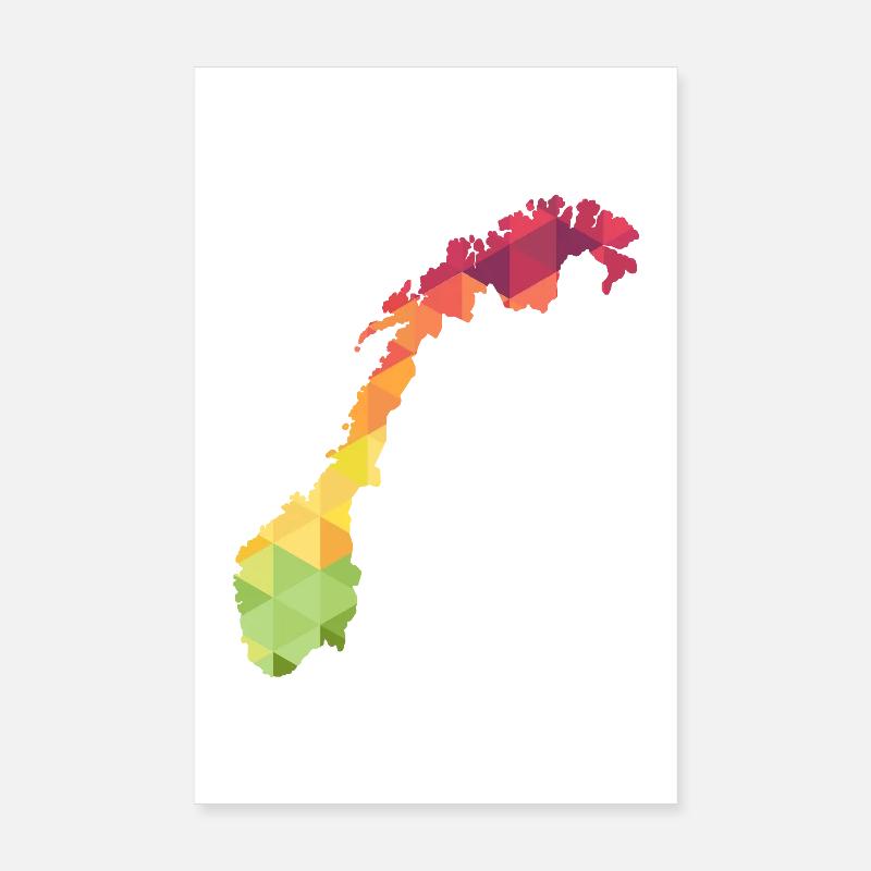 Norway - Norge - Norway - abstract - map Poster 8" x 12" (20x30 cm)