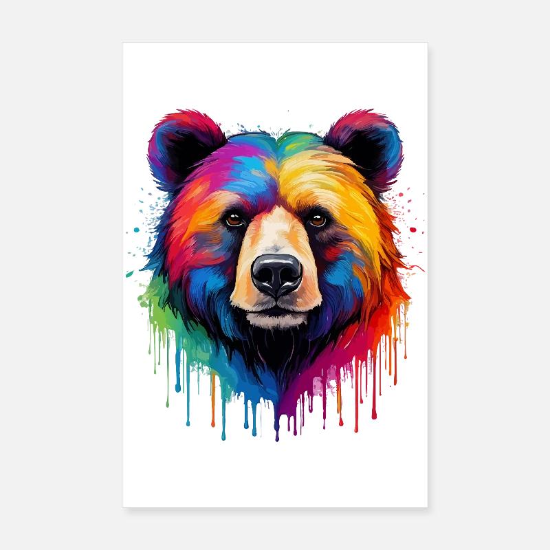 Bär in Regenbogenfarben Poster 20x30 cm