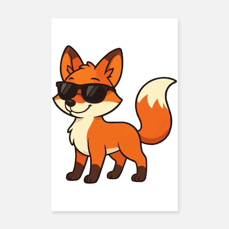 Funny fox with sunglasses Poster 8" x 12" (20x30 cm)