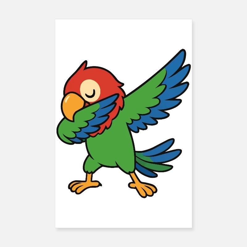 Papagei Dabbing Comic Poster 20x30 cm