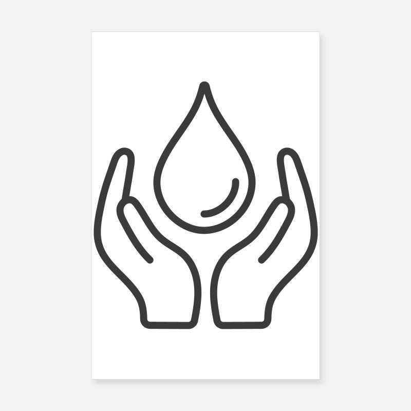 Hände, die das Wassertropfen-Icon-Logo schützen Poster 20x30 cm