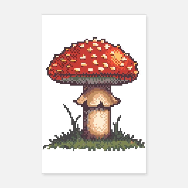 Pixel Pilz Neon Retro Poster 20x30 cm
