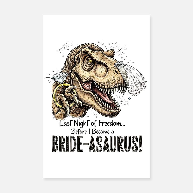 Bride-aurus: Dino Brautnacht Poster 20x30 cm