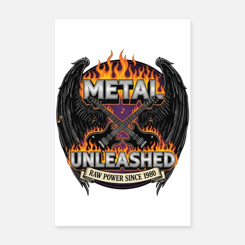 Metal Unleashed Guitares Poster 20 x 30 cm