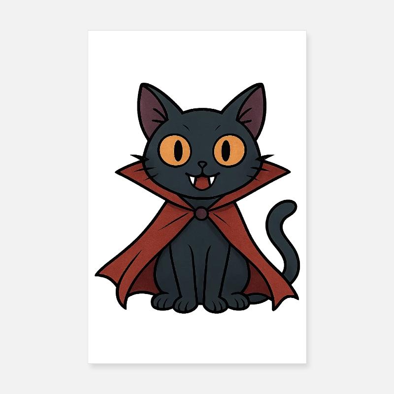 Vampire kitten in cape black cat Poster 8" x 12" (20x30 cm)