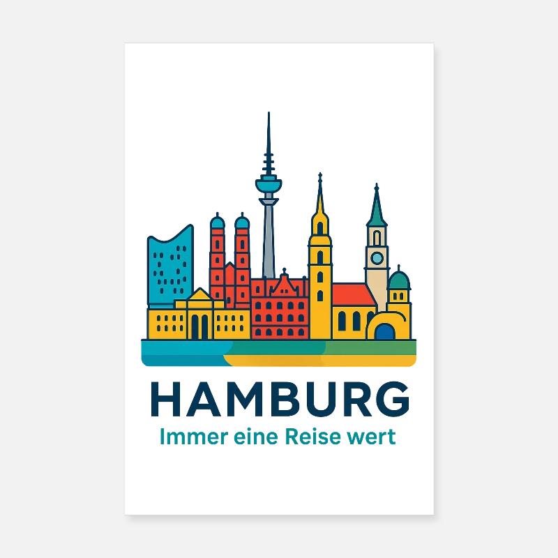 Hamburg Skyline Immer eine Reise wert Poster 20x30 cm