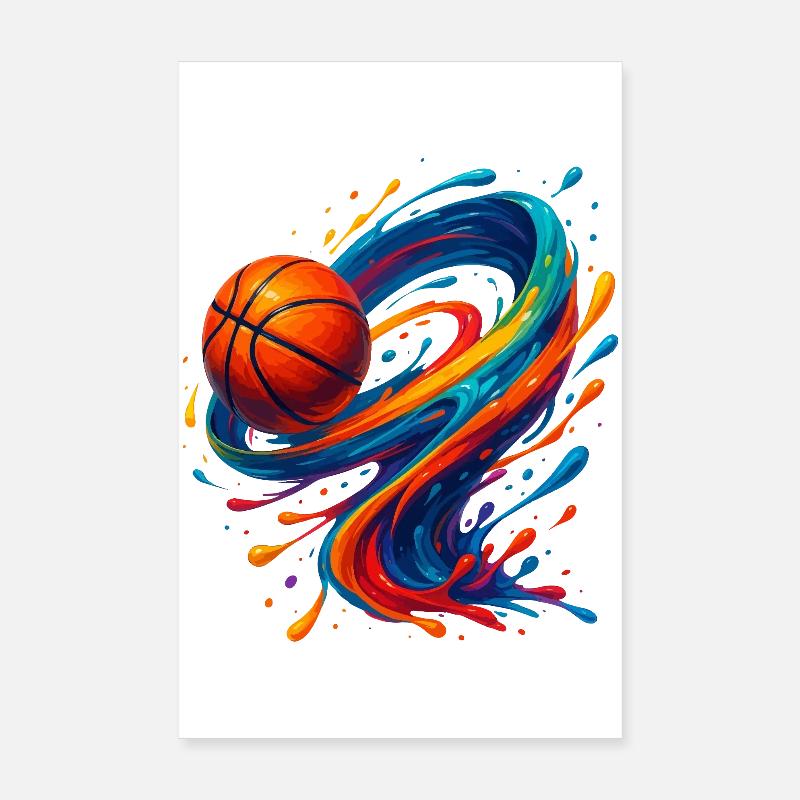Éclaboussure de basket-ball Vibrant Orbit Poster 20 x 30 cm