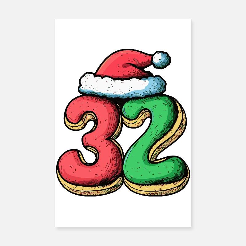 32 Numéro Biscuit Noël Poster 20 x 30 cm