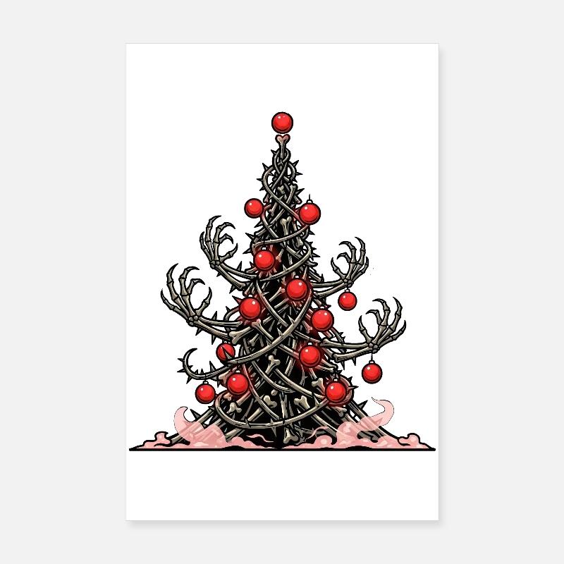 Creepy Skeleton Christmas Tree Horror Christmas Poster 8" x 12" (20x30 cm)