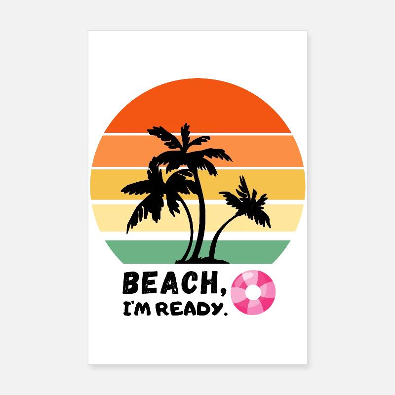 Palm trees over sunset on the beach - holidays Poster 8" x 12" (20x30 cm)
