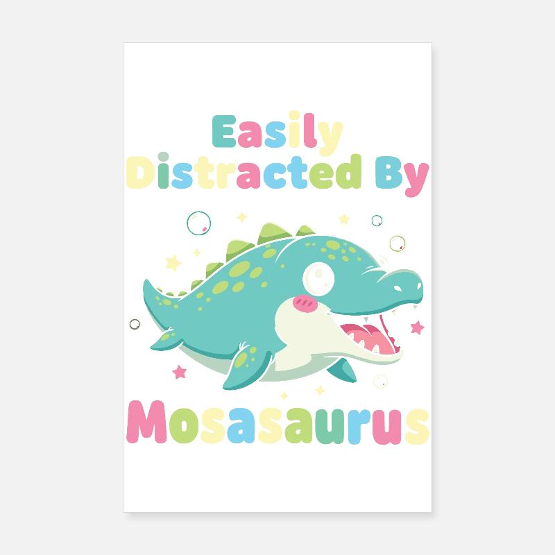 Kawaii facilement distraite par le mosasaurus Poster 20 x 30 cm