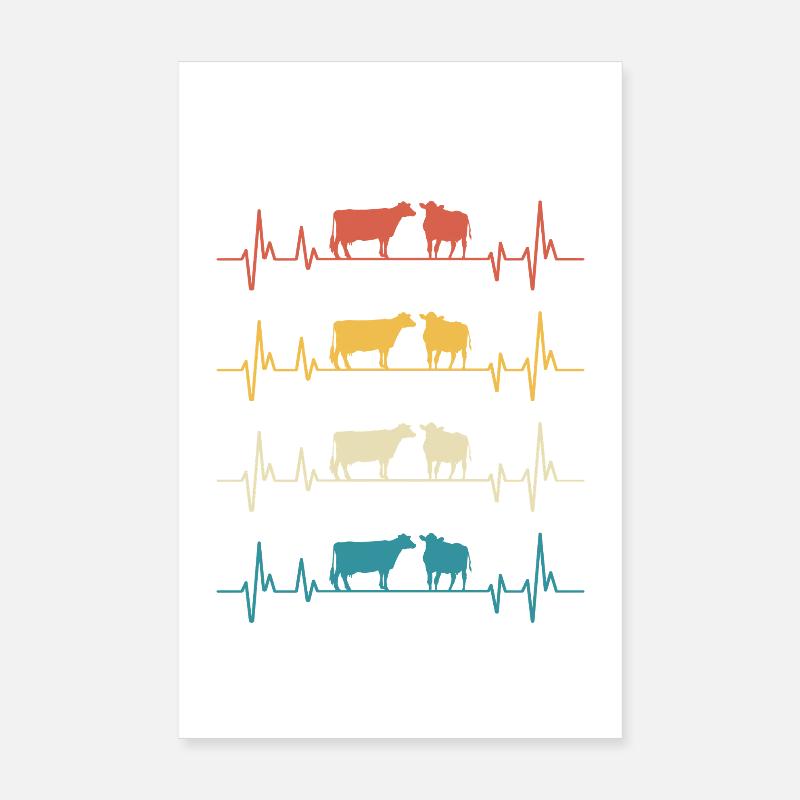 Retro Cows Herzschlag-Kuh-Geschenk Poster 20x30 cm