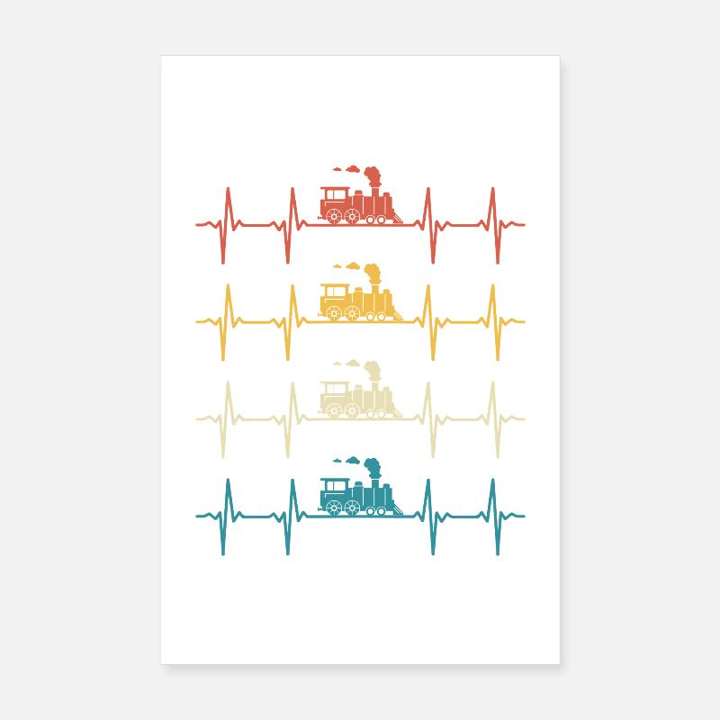 Train à vapeur Locomotive Train Heartbeat Train  Poster 20 x 30 cm