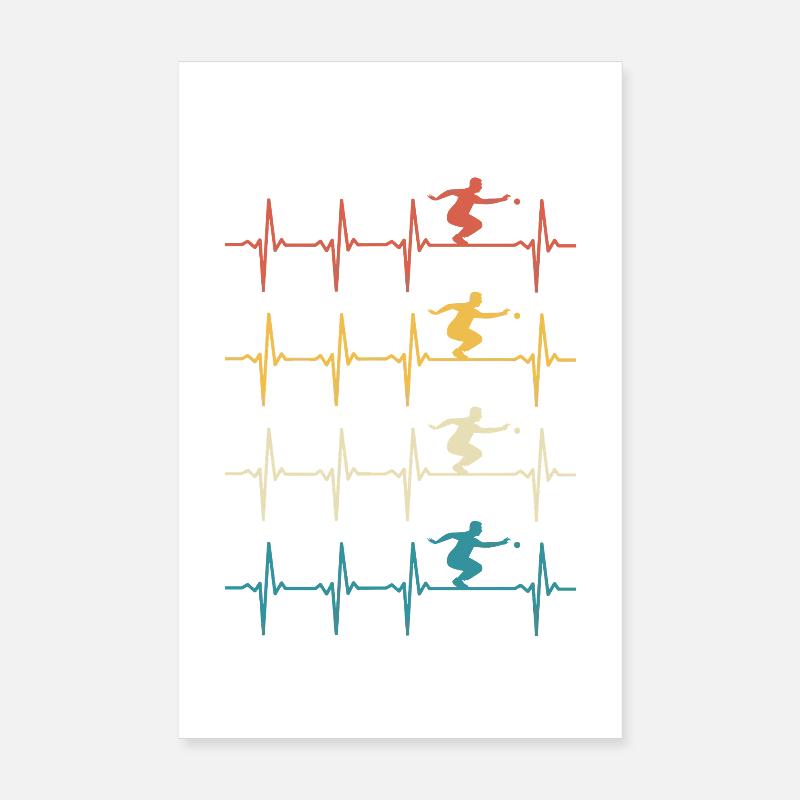 Pétanque Herzschläge Geschenk-Bowler Poster 20x30 cm