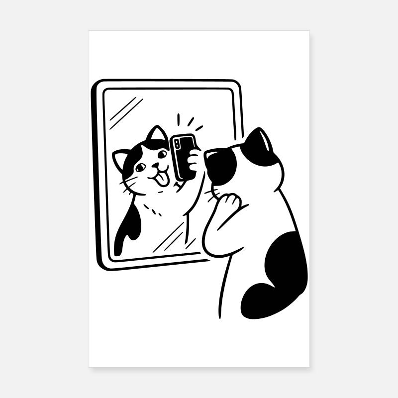 Katze Spiegel Selfie Poster 20x30 cm