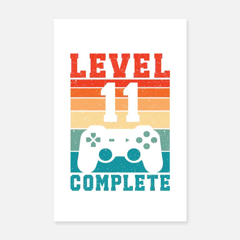 11e anniversaire Niveau 11 Joueur complet 11 ans Poster 20 x 30 cm
