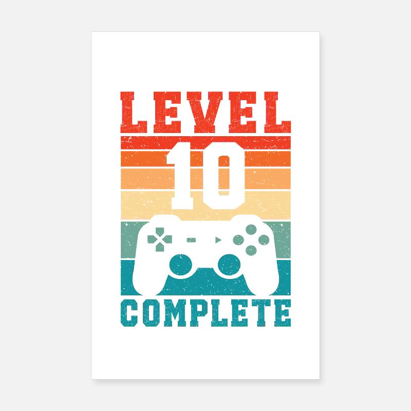 10th Birthday Level 10 Complete 10 Years Gamer Poster 8" x 12" (20x30 cm)