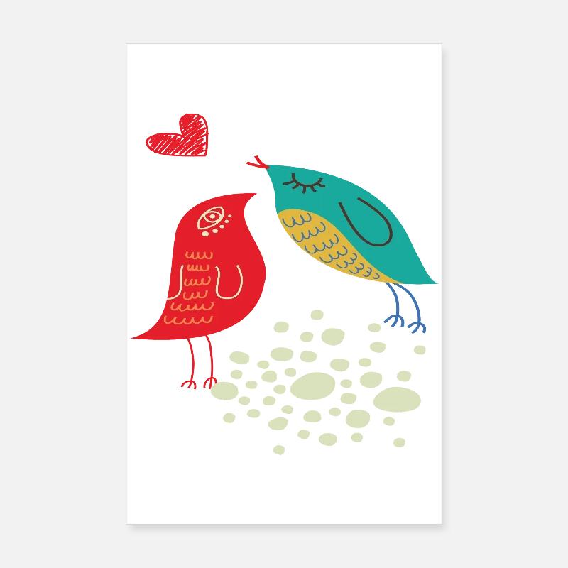 Oiseaux amoureux Poster 20 x 30 cm