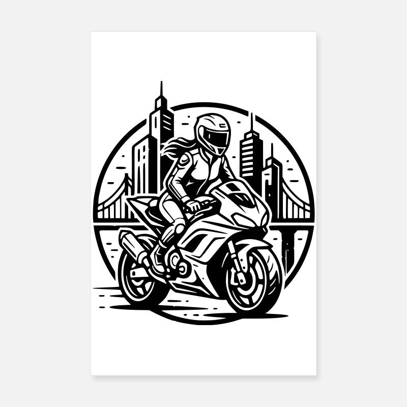 motarde qui part a l'aventure  Poster 20 x 30 cm