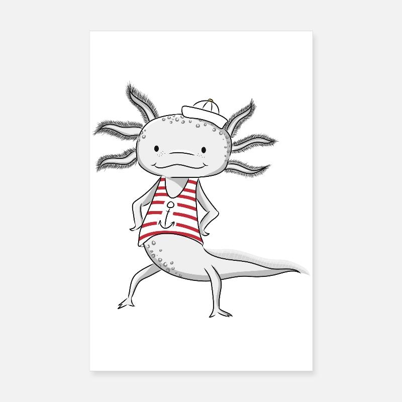 Axolotl Sailor Poster 8" x 12" (20x30 cm)