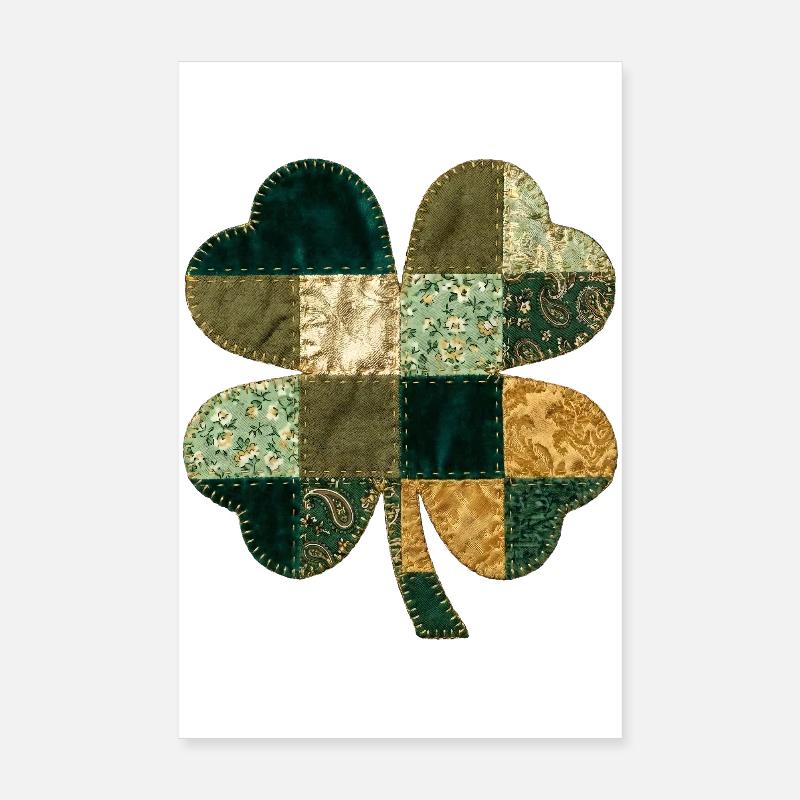 Patchwork Shamrock Quilt Style Poster 8" x 12" (20x30 cm)