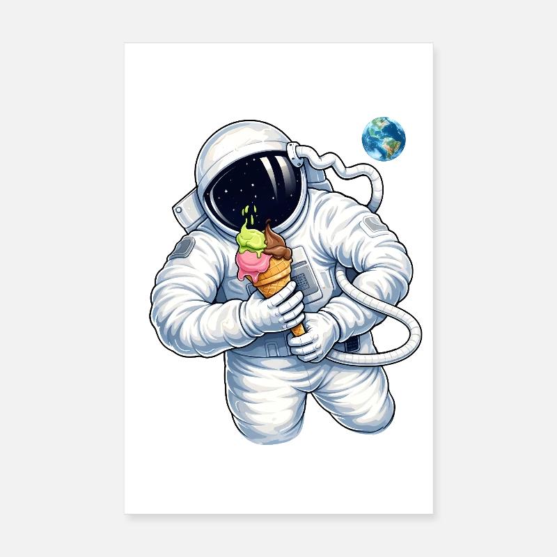 Astronaute avec une glace dans l’espace Poster 20 x 30 cm