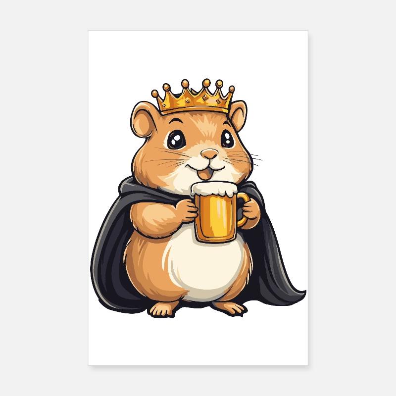 Hamster Beer King Poster 8" x 12" (20x30 cm)