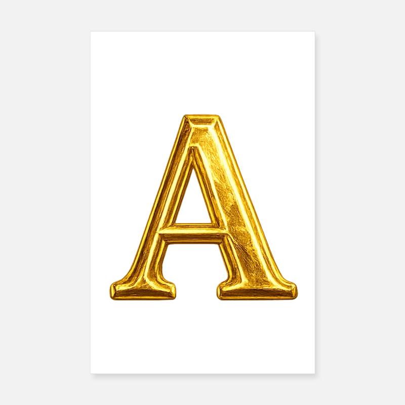 Golden A – Glossy Typography Poster 8" x 12" (20x30 cm)