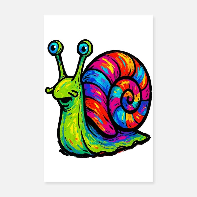 Rainbow Multicolor Psychedelic Snail Poster 8" x 12" (20x30 cm)
