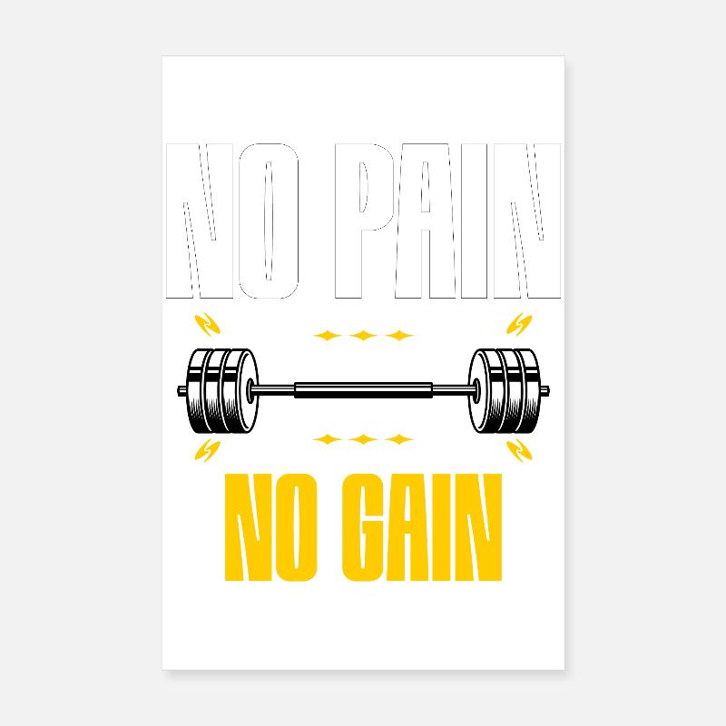 Pas de douleur, pas de gain – Motivation à la salle de sport Poster 20 x 30 cm