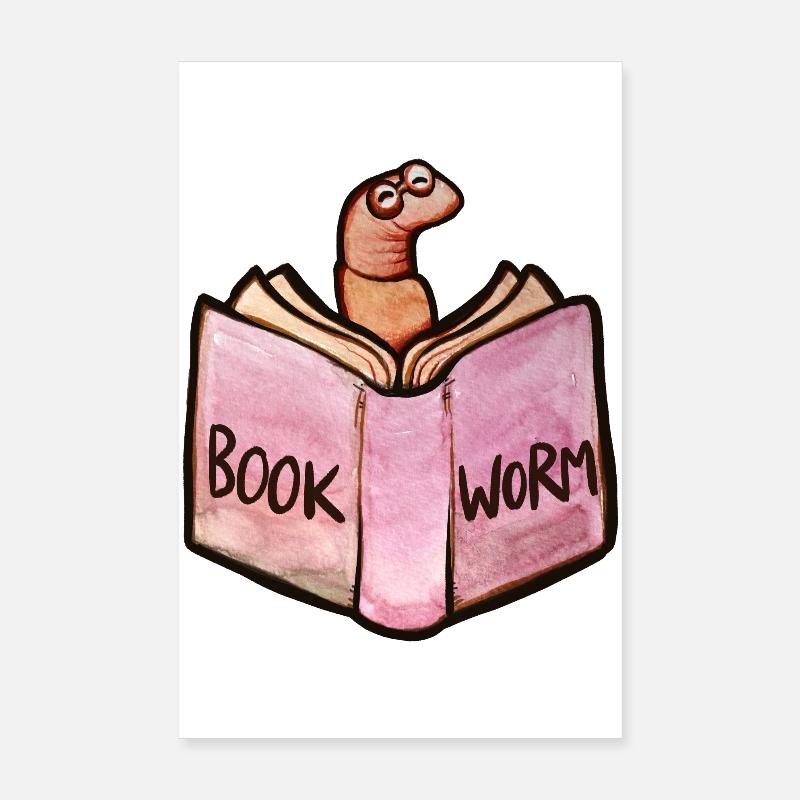 Bookworm Reader: Pink Open Book Poster 20x30 cm