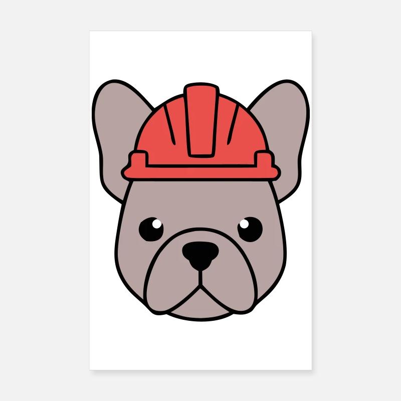 Frenchie Bauarbeiter Helm Kopf Poster 20x30 cm