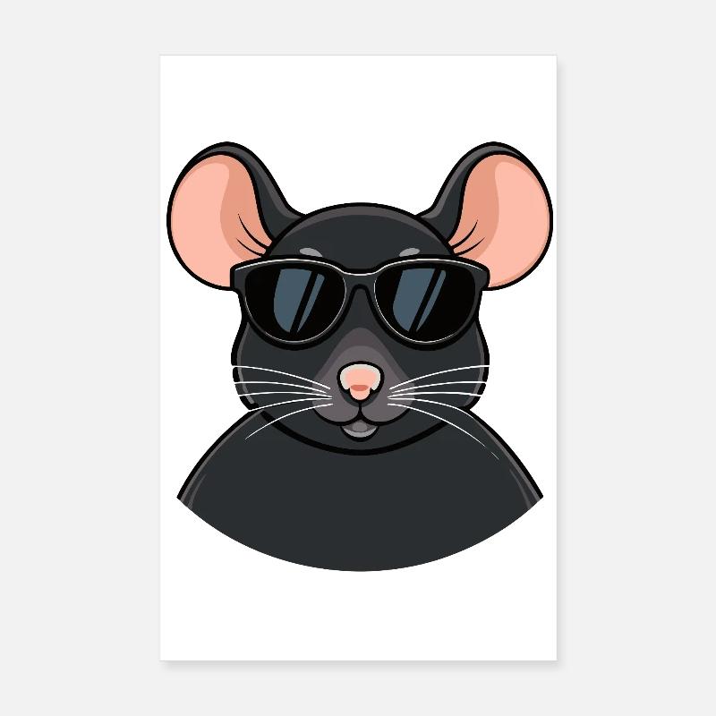 Mouse chic black glasses Poster 8" x 12" (20x30 cm)